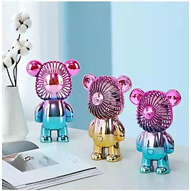 Quạt Mini Cầm Tay Bearbrick, Quạt Tích Điện Mini Để Bàn Decor Siêu Dễ Thương Có Sạc USB - Hàng Loại 1.  CHính Hãng MINIIN