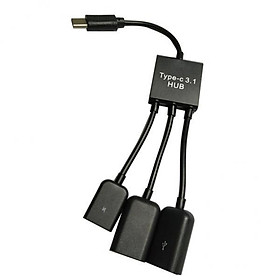 2-3pack 3 in 1 USB C Type C OTG Host Cable Hub Cord Adapter Splitter Connector