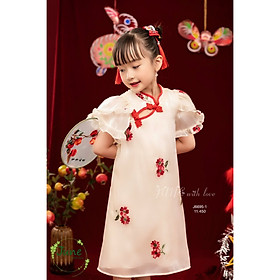 Đầm sườn xám đẹp cho bé gái mặc lễ tết trung thu tone đỏ size 12-40kg hàng thiết kế cao cấp
