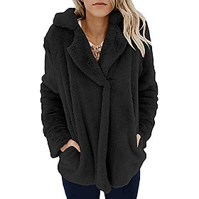 Fashion Women Fashion Casual Cardigan Suit Collar Pocket Long Sleeves Warm Plush Sweater Jacket Coat