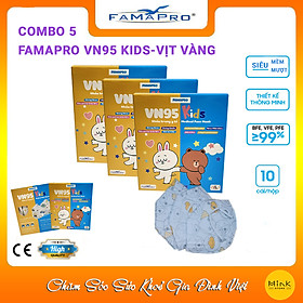 COMBO 5 HỘP - FAMAPRO VN95 KIDS - Khẩu trang y tế trẻ em Famapro VN95 KIDS