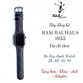 Dây đồng hồ Apple Watch da dê đen 26mm - RAM Leather