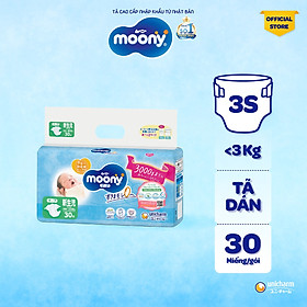 Tã dán cao cấp Moony 3S dành cho trẻ sơ sinh dưới 3 KG