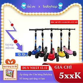 Xe trượt scooter Babyfast 3 bánh an toàn cho trẻ em của Babyhop chịu lực 90kg phù hợp cho cả bé trai và gái, bánh xe phát sáng vĩnh cửu, rèn luyện vận động, tăng chiều cao cho bé - Hàng chính hãng