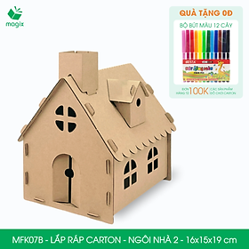 MFK07B - 16x15x19 cm - Mô hình ngôi nhà lắp ráp từ bìa carton cao cấp, nhà giấy carton mini sáng tạo