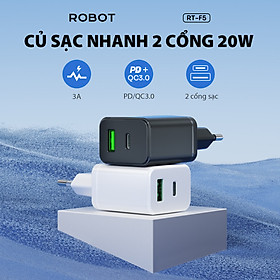 Mua Củ Sạc Nhanh ROBOT RT-F5 2 cổng sạc USB Và Type C Công Suất 20W Sạc Nhanh PD/QC 3.0 HÀNG CHÍNH HÃNG