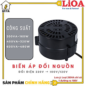 Biến Áp Đổi Nguồn Hạ Áp LiOA - Biến Áp Đổi Nguồn LiOA 200/400/600VA ( Điện Vào 220V- Điện Ra 100/120V)