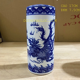 Mua Ống đựng nhang bằng gốm sứ Bát Tràng họa tiết rồng phụng Cao 17cm