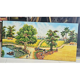 Tranh sơn mài đồng quê Thanh Bình Lê, hàng xuất khẩu 60x120 cm nhiều mẫu