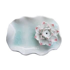 Đĩa đế cắm trầm handmade gắn hoa bằng gốm cao cấp DDT15