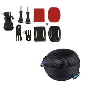 Helmet Front Curved Adhesive Buckle Mount Flat Base Kits + Storage Case Box For Gopro Hero 5S 4S Camera