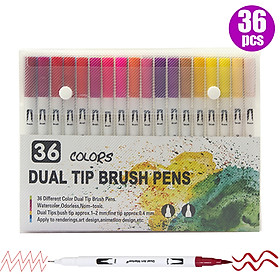 Dual Tip Brush Pens Art Markers Set Flexible Brush & 0.4mm Fineliner Tips Watercolor Color Pens Perfect for