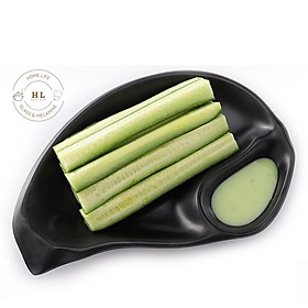 Đĩa lá chia ngăn Melamine WHA09  | Đĩa đen nhám hình lá có ngăn đựng nước chấm