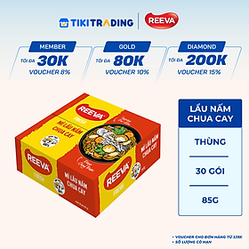 Thùng 30 Gói Mì Reeva Lẩu Nấm Chua Cay 85G