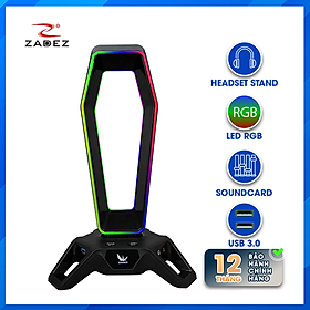 Đế Tai Nghe Gaming ZADEZ RGB ZHS-702G + Soundcard 7.1 Surround - Hàng Chính Hãng