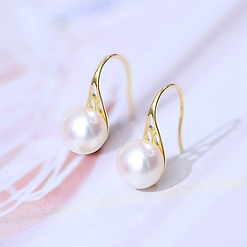 Bông Tai Ngọc Trai Thiên Nhiên Cao Cấp - Kiểu Móc Hoa - Trang Sức Cô Tấm - SPOOL PEARL (8-9ly) - CTJ4808
