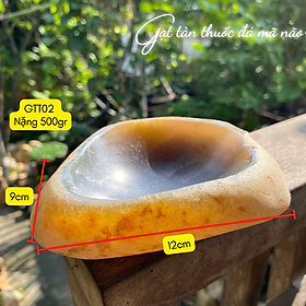 Gạt tàn thuốc đá mã não NHASAN GTT02 Sang Trọng & Độc Đáo nặng 500gr (KT: 9 x 12cm)
