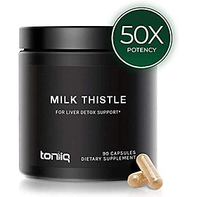 Ultra High Strength Milk Thistle Capsules - 25,000mg 50x Concentrated Extract - The Strongest Milk Thistle Supplement Available - 80% Silymarin - Liver Support Supplement - 90 Capsules