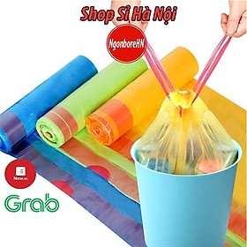 Mua Túi đựng rác tự hủy sinh học có dây rút quai xách vứt rác bán theo cuộn GD96