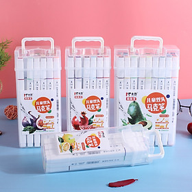 Bút màu dạ 2 đầu rửa được thân trắng kèm hộp đựng cao cấp