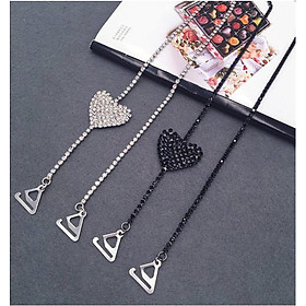 Dây áo ngực bra cao cấp đính đá hình tim dùng cho áo váy hở cổ DA12