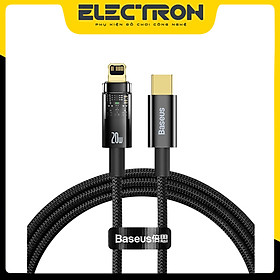 Cáp sạc nhanh 20w tự ngắt gen2 có đèn led báo baseus explorer series cho iphone13,12,11.....8plus/ ipad - hàng chính hãng