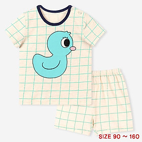 Đồ bộ quần áo thun cotton dành cho bé trai, bé gái mặc nhà mùa hè Unifriend Hàn Quốc U2022-7. Size đại 5, 6, 8, 10 tuổi