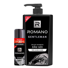 Combo Romano Gentleman Dầu gội 650ml +Xịt khử mùi tặng 30% dung tích chai