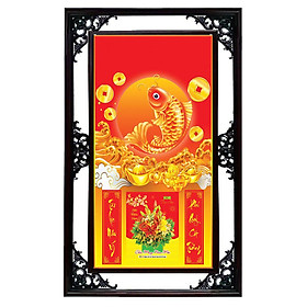 Lịch Cao Cấp 2021 Dán Nổi Cá Chép Nền Đỏ Khung Đôi (50x82 Cm)