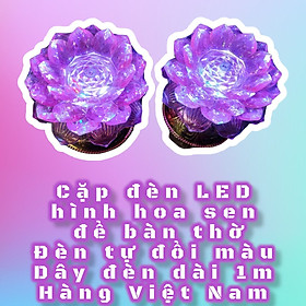 Bộ 2 đèn LED hình hoa sen để bàn thờ - Mã Sen 1 - Đổi màu -  Dây dài 1M