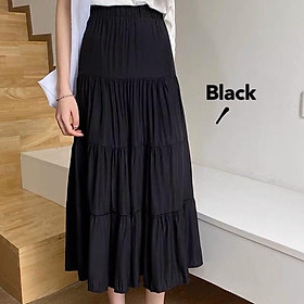 Chân váy tầng from dài from chuẩn dễ mix có nhiều màu chất liệu vải tằm xước có lót trong lưng thun