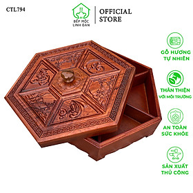 Mua Khay Đựng Mứt Tết Bánh Kẹo Gỗ Hương HAHANCO Chạm Khắc Phúc Lộc Thọ  CTL794 