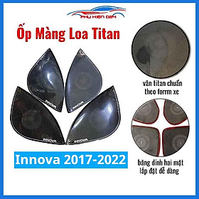 Bộ ốp màng loa vân Titan cho xe Innova 2017-2018-2019-2020-2021-2022 chống xước trang trí nội thất ô tô