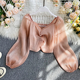IELGY French niche glossy puff sleeve blazer