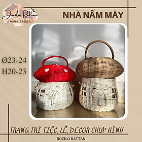 Nhà nấm, nhà mây, giỏ nấm mây decor trang trí phòng hoặc đựng đồ cá nhân cho bé. Phụ kiện chụp hình, đóng kịch thần tiên