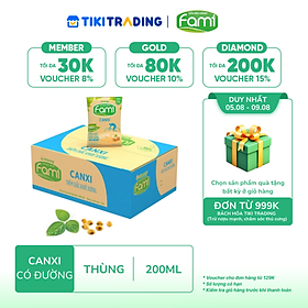 Thùng Sữa Đậu Nành Vinasoy Fami Canxi Nguyên vị (200ml x 40 Bịch)