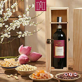 Hộp quà rượu vang Ý Granducato Chianti DOCG 750ml kèm hộp gỗ thông đơn nắp đậy - Nhập khẩu chính hãng