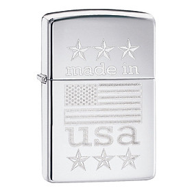 Bật Lửa Zippo 29430 - Made In The Usa With Flag Polished Chrome