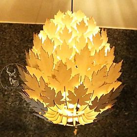 Đèn gỗ trang trí thả trần, decor phòng ngủ, nhà hàng ,khách sạn hình lá Phong bằng gỗ cao cấp LP0931