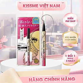 Bút Kẻ Mắt Nước Không Lem, Không Trôi Nét Kẻ Siêu Mãnh Kissme Eyeline Màu Đen (0.4mL)