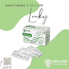 Khẩu trang y tế 4 lớp May mắn Lucky NPCARE - Hộp 50 cái