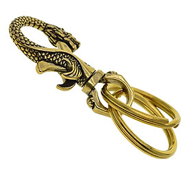 Chinese Dragon Keychain  Brass Hook Key Chain Swivel Clip W/ 2 Rings Men