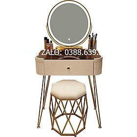 Mua Bộ bàn ghế trang điểm: Bàn phấn đơn 1 ngăn mặt kính + Ghế lồng + Gương