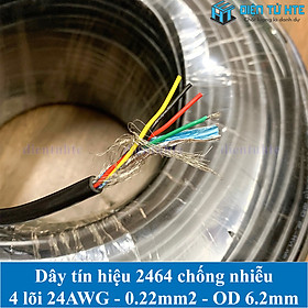 Dây tín hiệu 4 lõi chống nhiễu 2464 24AWG 0.22mm2 vỏ PVC OD 6.2mm (1 mét)