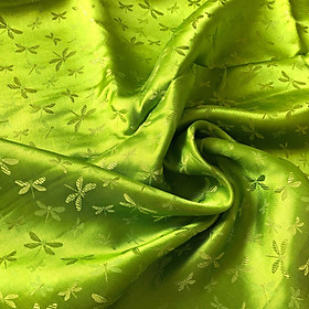Vải Lụa Tơ Tằm chuồn chuồn màu xanh cốm, mềm#mượt#mịn, dệt thủ công, khổ vải 90cm