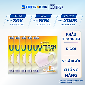 [MỚI] Bộ 5 gói khẩu trang chống nắng Unicharm UV Mask 5 miếng