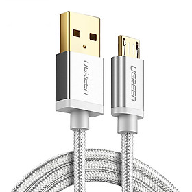 Mua Dây sạc cho điện thoại Android Micro USB sang USB bọc vải dù  đầu hợp kim nhôm dài 1.5m UGREEN US134 30656 - Hàng chính hãng