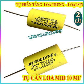 2 TỤ CHỐNG CHÁY LOA TRUNG 10MF VÀNG - TỤ CẢN LOA MID -TỤ LẮP LOA LỜI CAO CẤP