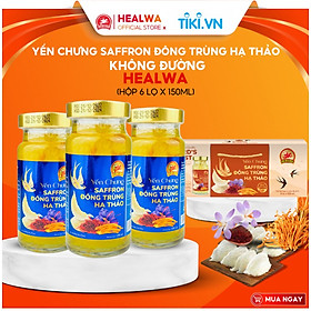 Hộp yến chưng Saffron đông trùng hạ thảo không đường Healwa 1 hộp 6 lọ x