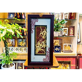 Tranh hoa lan dát vàng (39x69cm) MT Gold Art- Hàng chính hãng, trang trí nhà cửa, phòng làm việc, quà tặng sếp, đối tác, khách hàng, tân gia, khai trương 